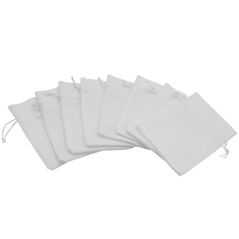 Bezall 50Pcs Burlap Bags with Drawstring, 3.9 x 5.5 inch White Linen Gift Bags Jewelry Pouches Sacks for Christmas, Wedding Favors, Party, DIY Craft - Image 2
